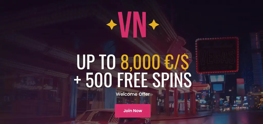VegasNow Australia online casino homepage interface